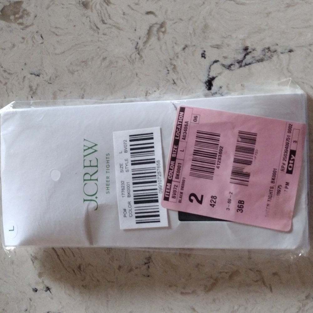 J Crew black sheer tights size large